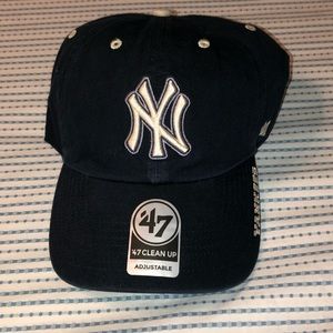 NWT NY New York Yankees '47 Brand Clean Up Adjustable Ball Cap Hat - Navy White